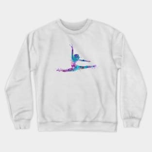 Girl Gymnastics Twine Watercolor Silhouette Crewneck Sweatshirt